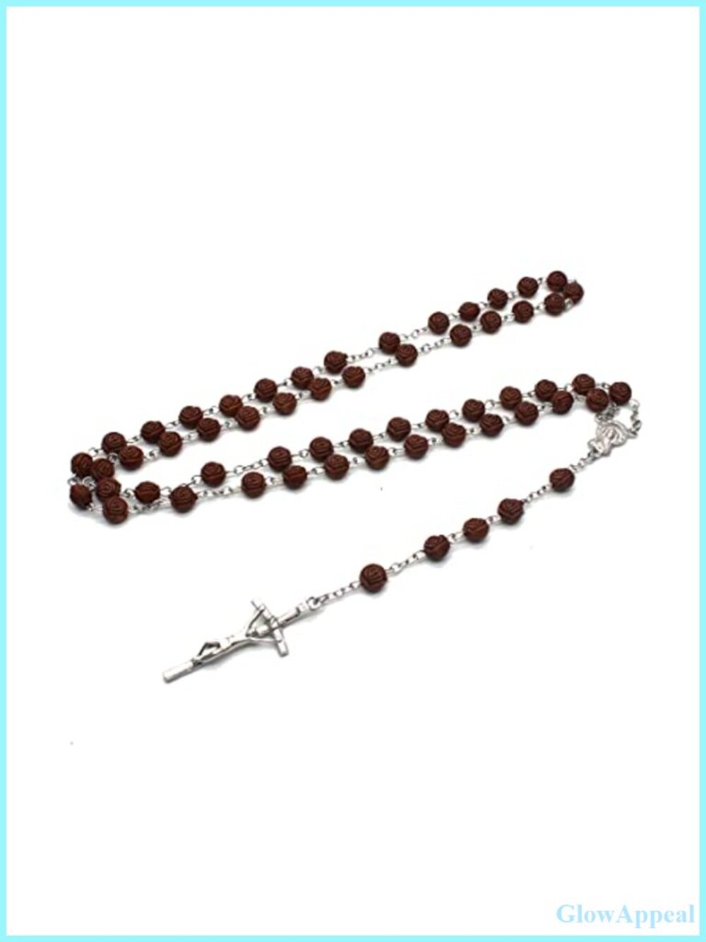 Handmade Braided Wood Rosary Bead Necklace Jesus Crucifix Cross Prayer